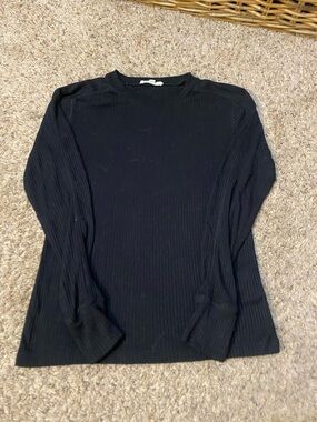 Madewell Black Ribbed Long-Sleeve Top